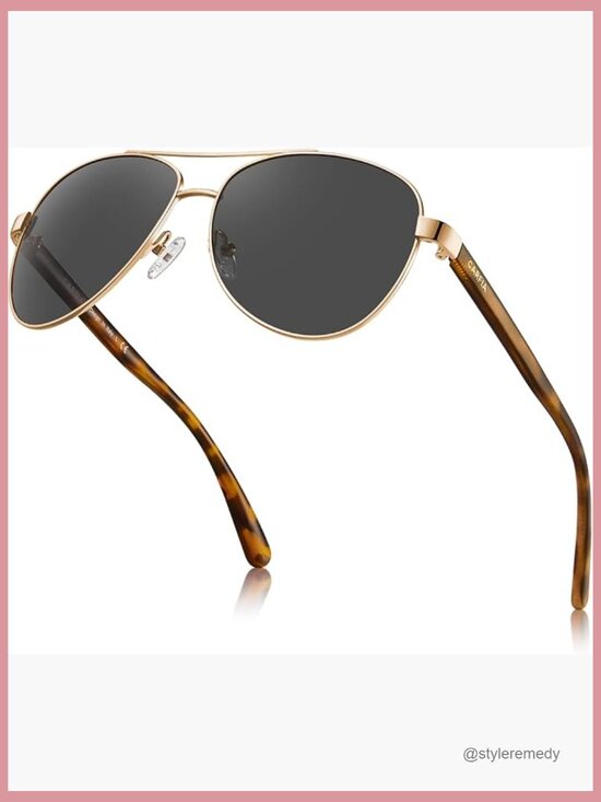 Polarized Pilot Sunglasses with Metal Frame UV400 Protection Lightweight